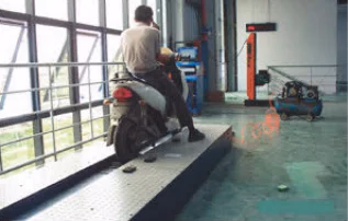 Motorcycle inspection equipment for factory quality assurance